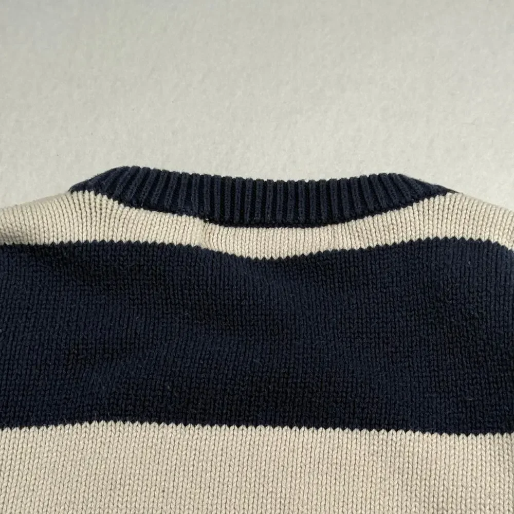 Vintage John Ashford striped oversized knit cotton crewneck sweater size large